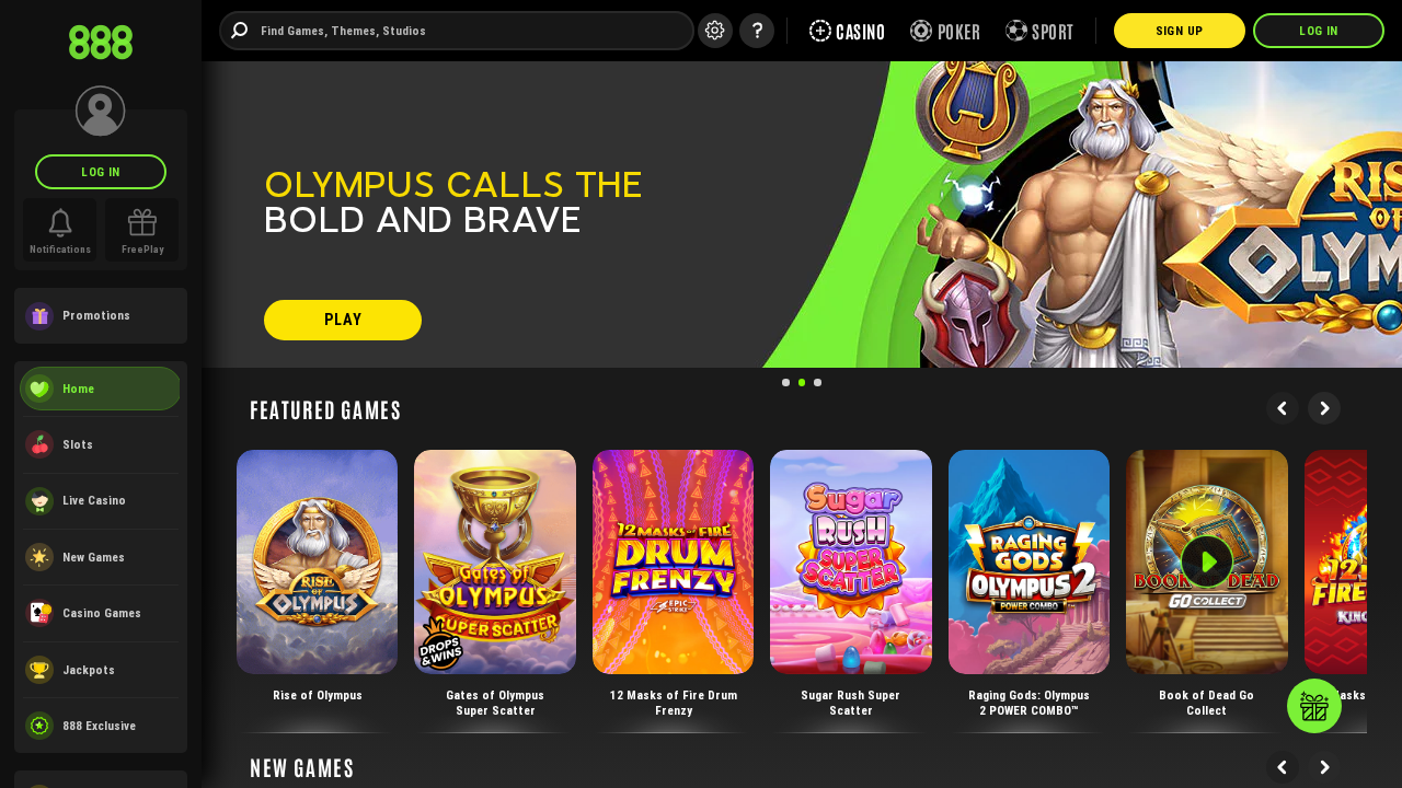 888casino official website screenshot