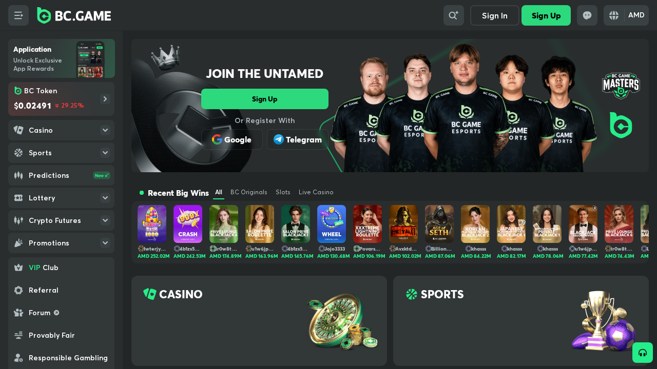 BC.GAME official website screenshot