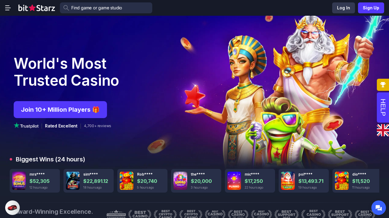 BitStarz official website screenshot