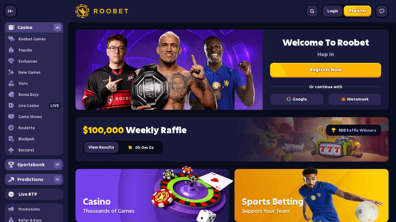 Roobet official website screenshot
